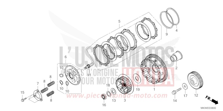 EMBRAYAGE (NC750XA) de NC750X "Méca" MAT PEARL GLARE WHITE (NHB54) 2025